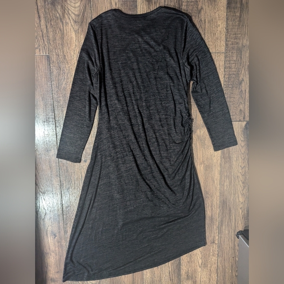 Nic+Zoe Maxi Angled Heathered Gray Dress w/ Ruching & Long Sleeves Size XL NWT! - Picture 12 of 16
